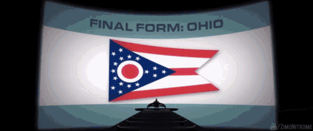 an ohio flag on a screen that says final form