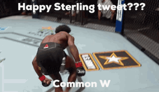 a picture of a fighter in a ring with the caption happy sterling tweet