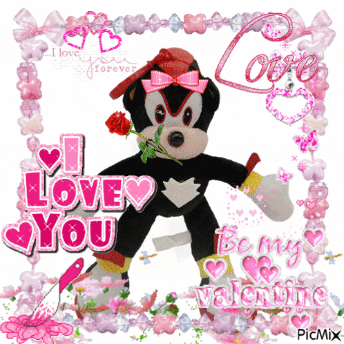 a picture of a teddy bear with a rose and the words " i love you "