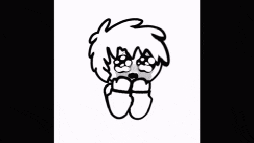 a black and white drawing of a boy with his eyes closed and a scarf around his neck .