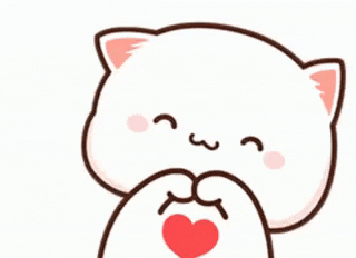 a cartoon cat is holding a heart in its paw .
