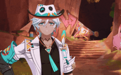 a cartoon character wearing a cowboy hat and a name tag that says ' ii '
