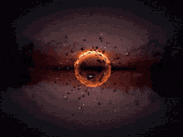 a circle of fire is surrounded by a dark background