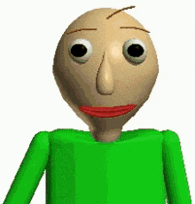 a bald cartoon character wearing a green shirt and a red mouth .