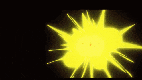a yellow explosion with a black background is shown