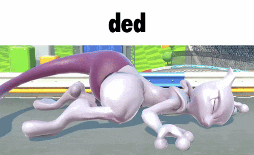 a cartoon character is laying on the ground and the word ded is above it