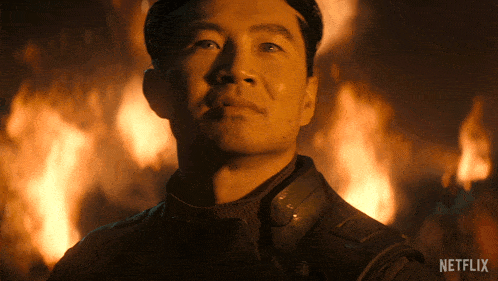 a man stands in front of a fire with netflix written on the bottom right
