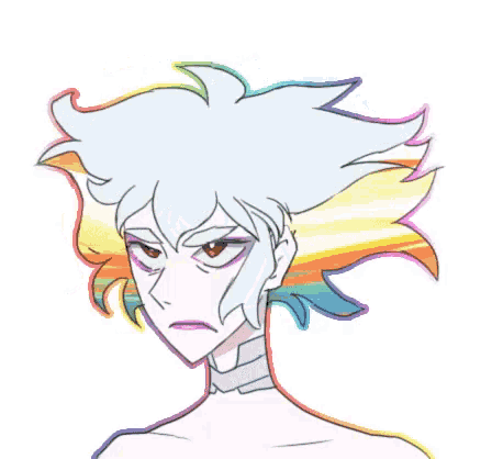 a drawing of a woman with a rainbow haircut
