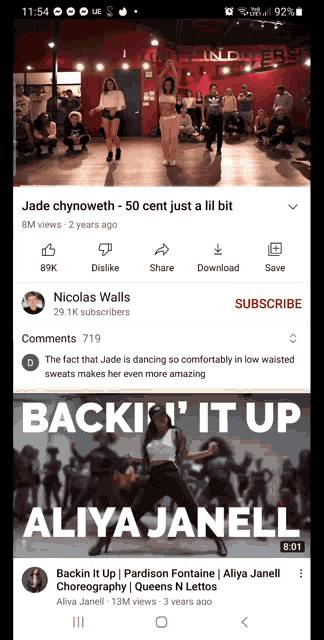 a screenshot of a youtube video called back it up aliya janell