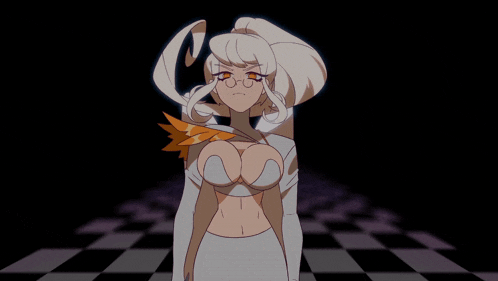 a cartoon drawing of a woman with a large breast