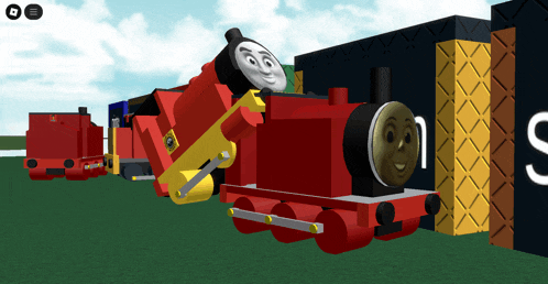 a 3d rendering of a train with the letter s in the corner