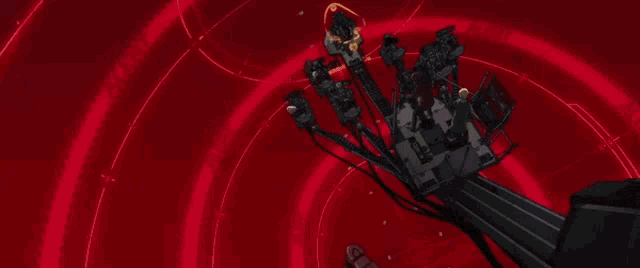 a close up of a robot with a lot of wires coming out of it 's body .