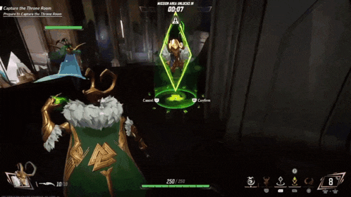 a screenshot of a video game that says " capture the throne room " at the top