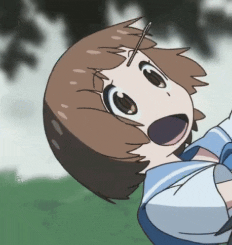 a cartoon girl with a needle sticking out of her mouth
