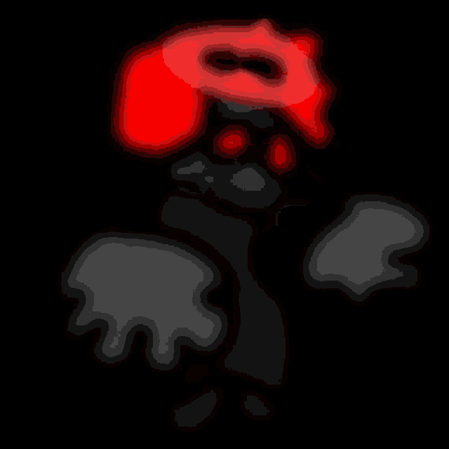 a cartoon character with wings and a red halo on his head is standing in the dark .