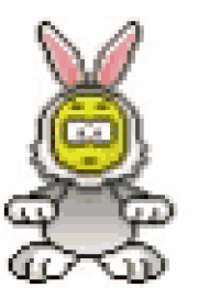 a pixel art of a bunny holding a pencil and wearing bunny ears .