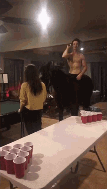 Beer Pong Horse GIF - Beer Pong Horse Throw GIFs