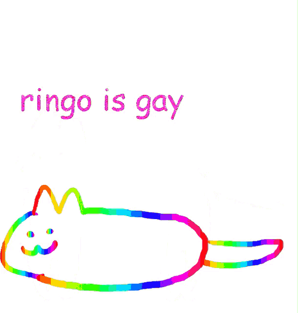 a drawing of a cat with the words ringo is gay