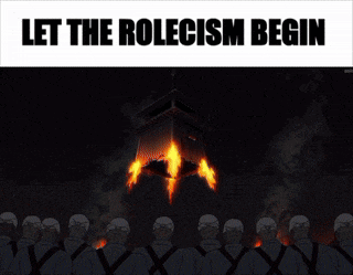 a picture of a man with the words let the rolecism begin above him