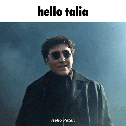 a man wearing sunglasses and a black coat says hello italia hello peter