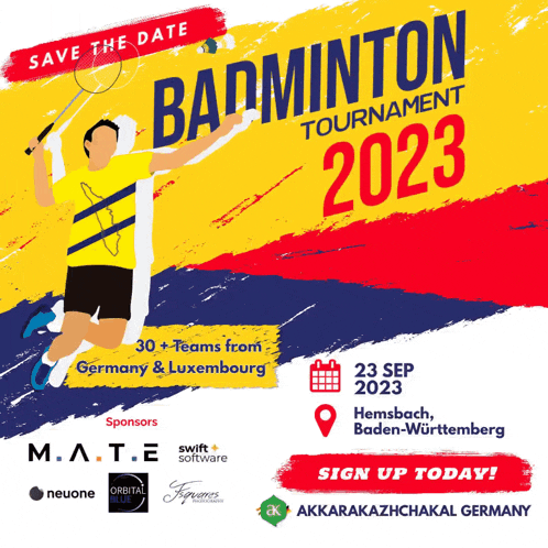 a poster for the badminton tournament 2023