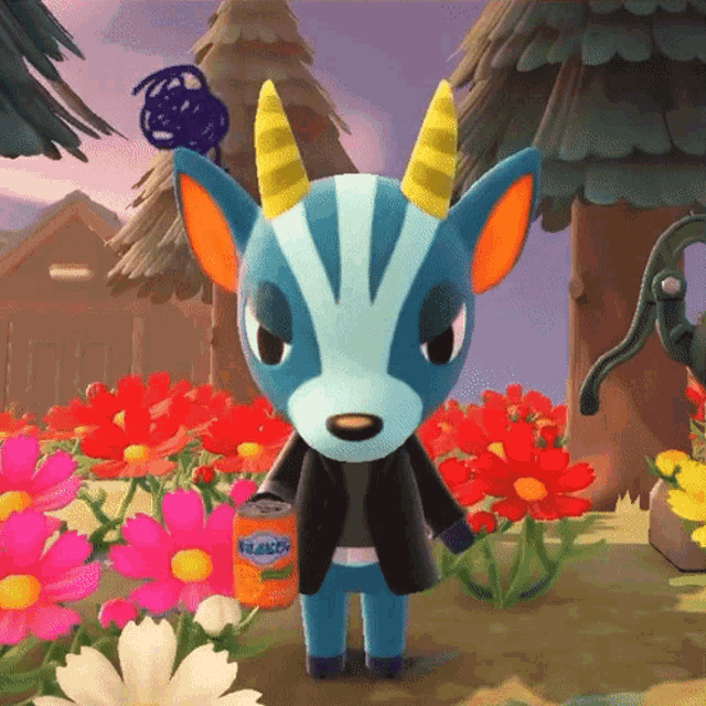 a cartoon character holding a can of black ice