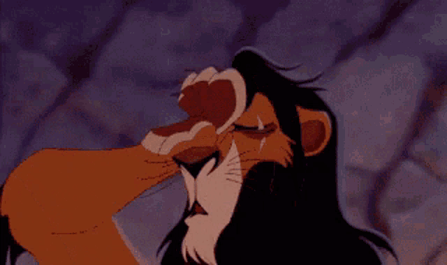 scar from the lion king scratches his head with his claws