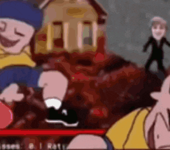 a group of cartoon characters standing next to each other in a boxing ring .