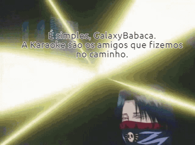 a cartoon of a man with a skull on his face and the words " e simples galaxy babaca "