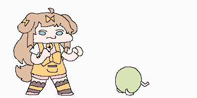 a pixel art drawing of a girl with a crown on her head fighting a monster