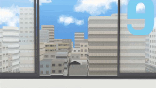 an illustration of a city skyline with the number 9 in the corner