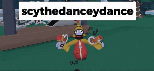 scythedanceydance is written on a green background