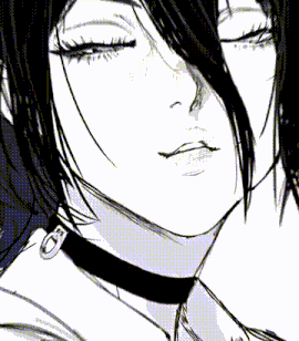 a black and white drawing of a woman 's face with her eyes closed