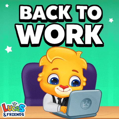 an advertisement for lucas & friends shows a lion sitting at a desk using a laptop