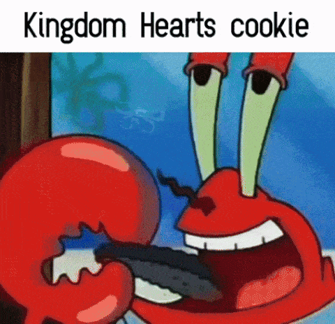 a cartoon of a crab eating a cookie from kingdom hearts .