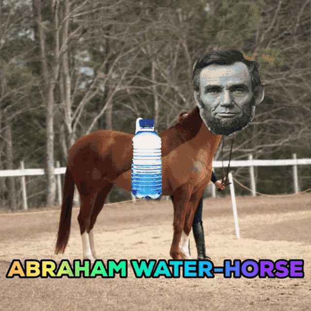 a horse with abraham lincoln on its head