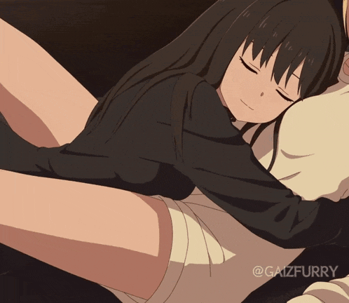 a couple of anime girls hugging each other with gaizfurry written on the bottom right