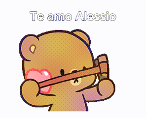 a cartoon teddy bear with the words te amo alessio written on it