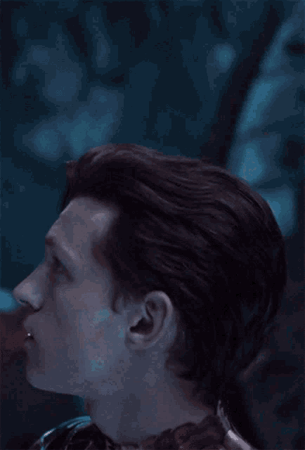 a close up of a man 's face and neck