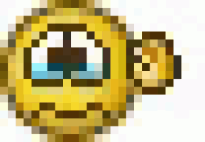 a pixelated smiley face with a sad look on its face