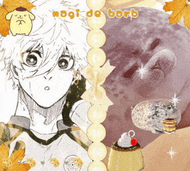 a picture of a boy and a seal with the words mogi do borb on the bottom