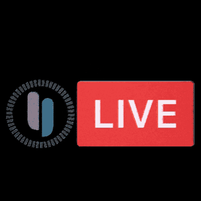 a red sign that says live on it on a black background