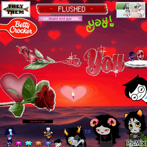 a collage of cartoon characters with the words " flushed " on top