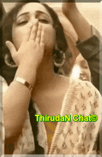 a picture of a woman covering her face with her hand and the words thiruda chat on the bottom right