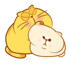 a yellow cat and a white cat are laying next to each other on a white background .