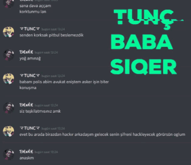 a screenshot of a text message between tunc and baba sioer