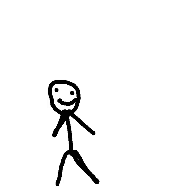 a stick figure with a sad face and a circle around his feet