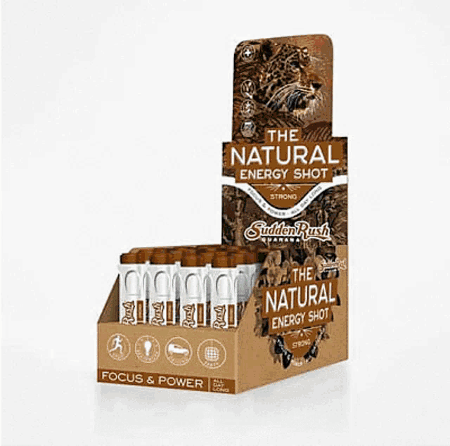 a box of the natural energy shot focus and power .