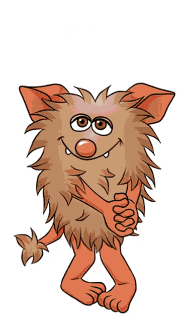 a cartoon drawing of a monster with two red hearts above it