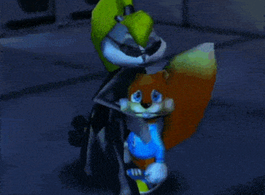 a cartoon character is holding another cartoon character in her arms .
